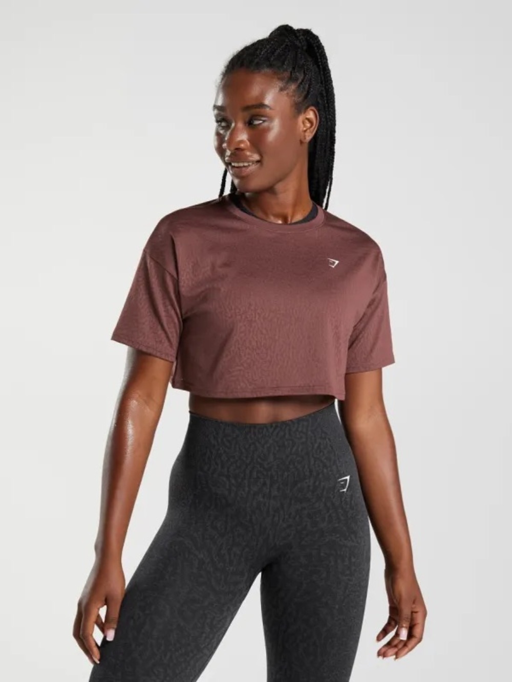 Gymshark ADAPT ANIMAL SEAMLESS CROP TOP Oversized Fit Size Large